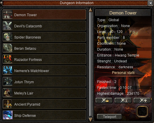 Dungeon Info